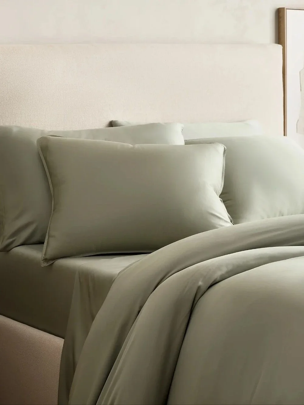 Quince Organic Bamboo Sage Green Duvet Cover With Shams Set  Full/queen NWT